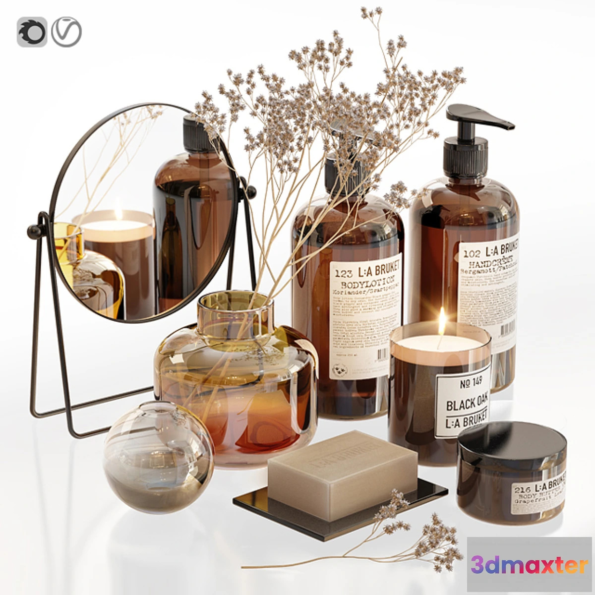 543811 - LA Bruket decor set for bathroom with dry flowers