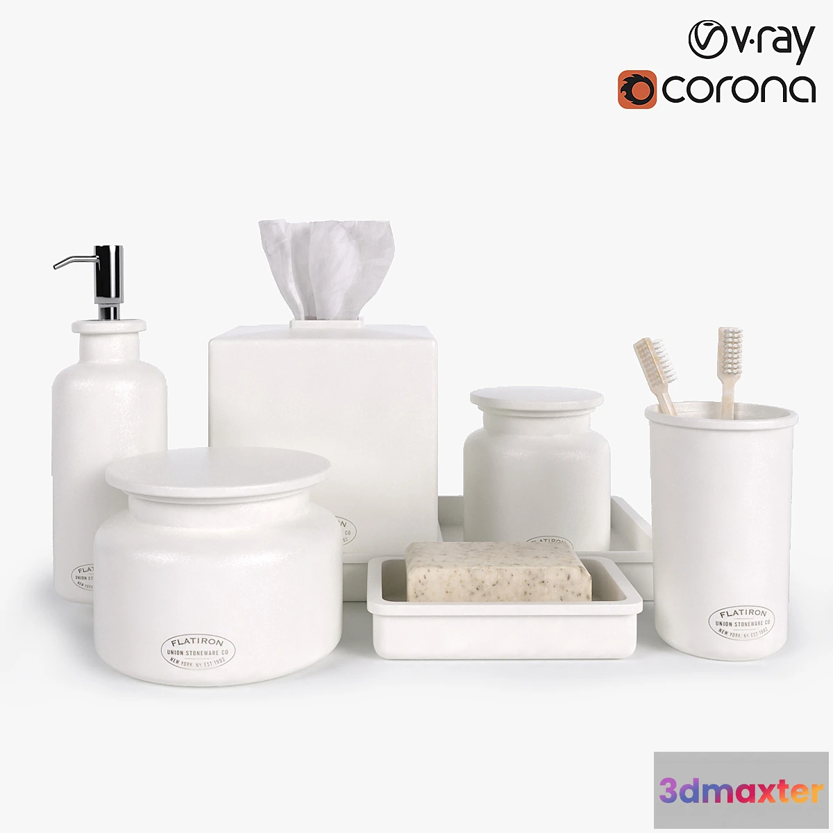 544027 - Restoration Hardware Flatiron Union Stoneware Bath Accessories