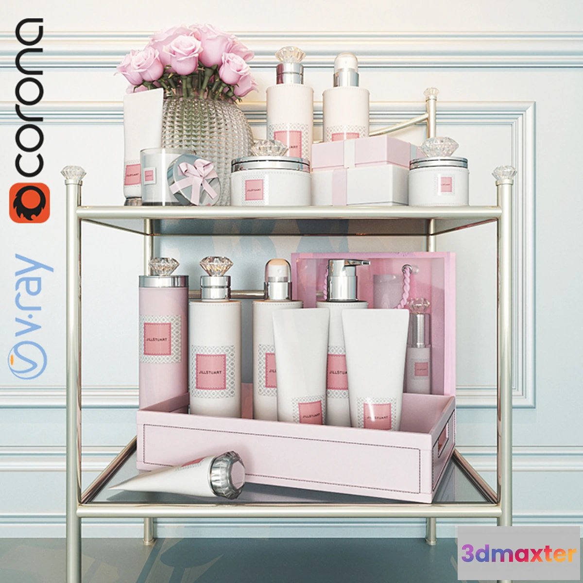 577096 - Side table with makeup _ Table with cosmetic set