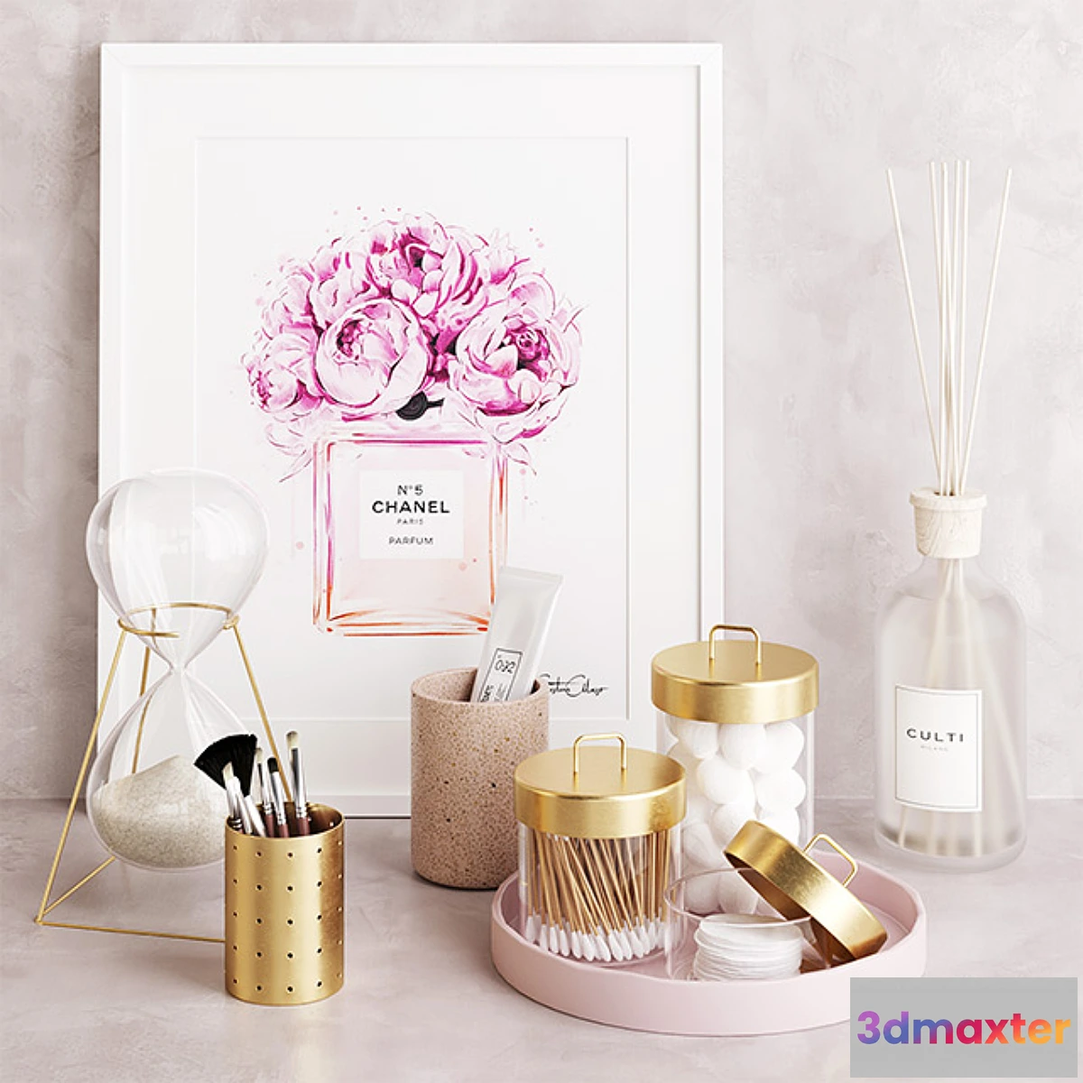 661353 - Pink & Brass Zakkia Bathroom Set