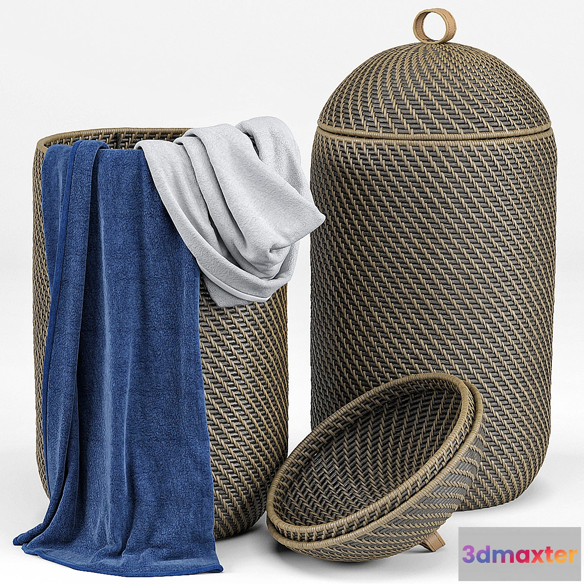 661379 - Arturo Global Bazaar Grey Rattan Weave Tall Basket