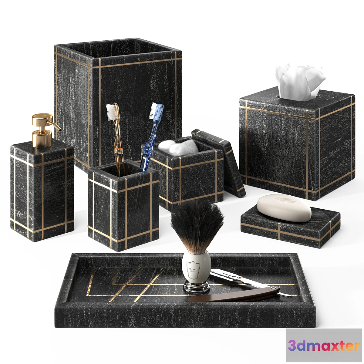 766107 - Bath Accessories Set - Palais Marble by Kassatex - No.2