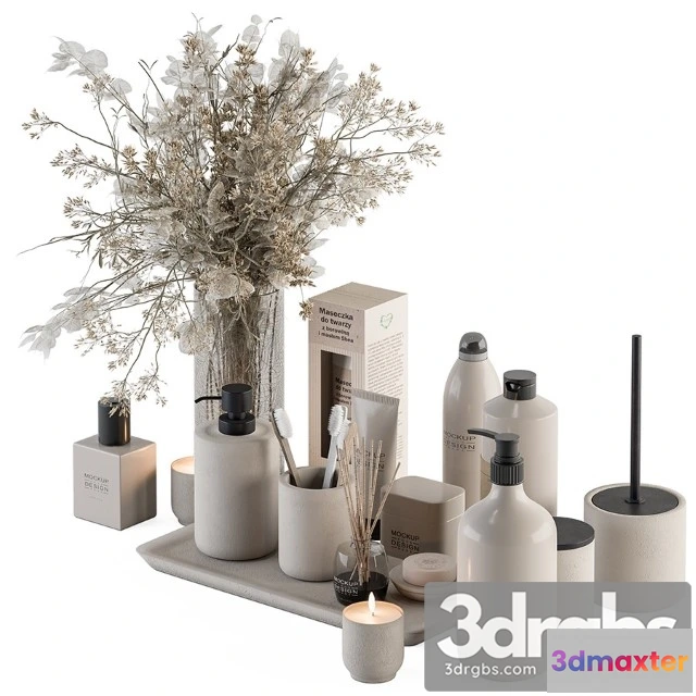 909378 - Bathroom Accessory Set with Dried Plants Set 20