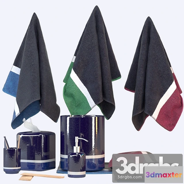 910136 - Set Pottery Barn Teen Color Block Bath Accessories Set