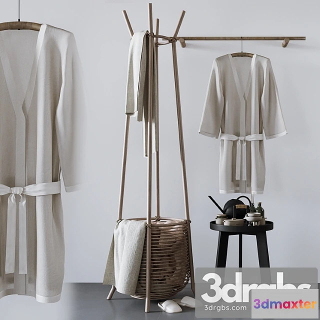 910138 - Set With Basket Bathrobe and Bathroom Accessories