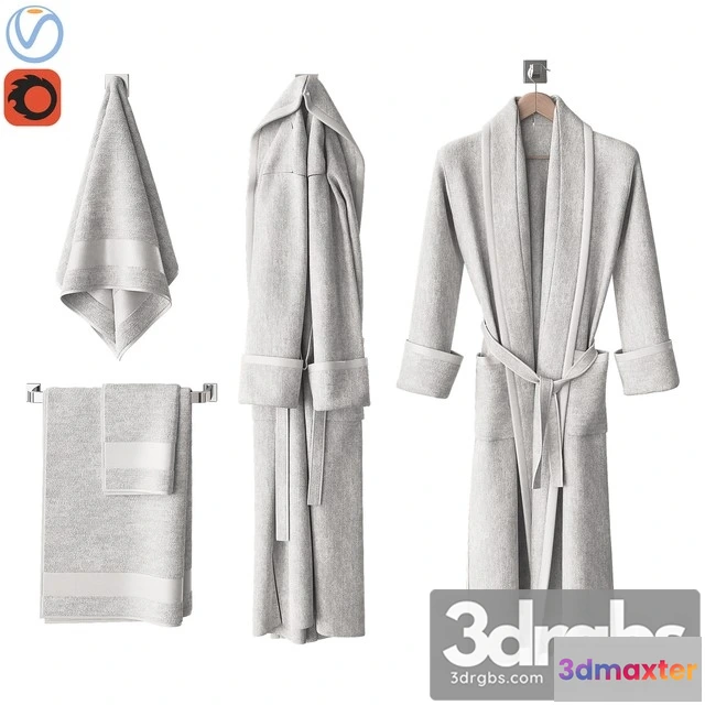 910296 - White Bathrobe and Towels
