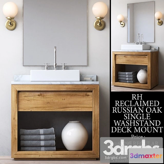 1013794 - Reclaimed russian oak single washstand - deck mount