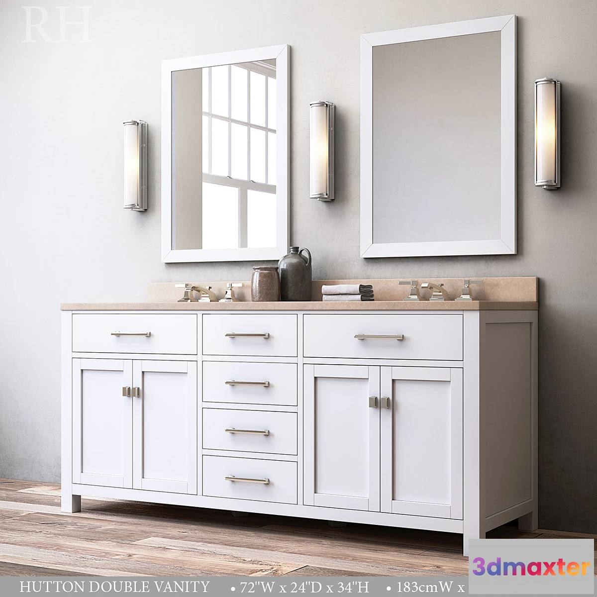1291117 - HUTTON DOUBLE VANITY 3D Max