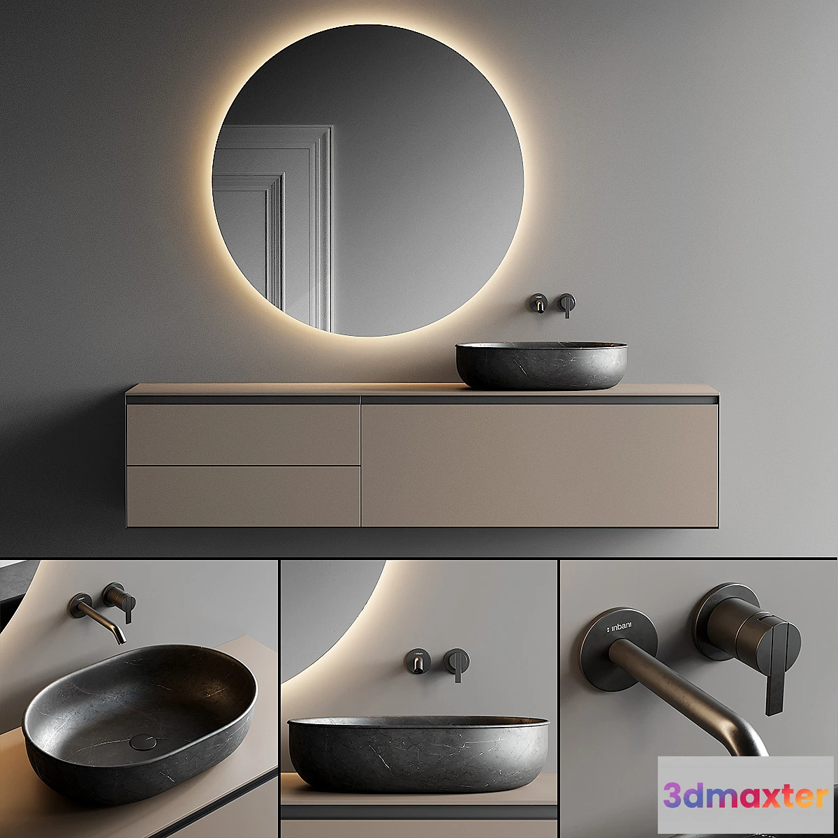 1321354 - Inbani Strato Vanity Unit Set 3 3D Max