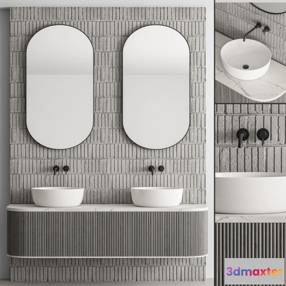 1326992 - Bathroom Set Concrete Wall - Set 27 3D Max