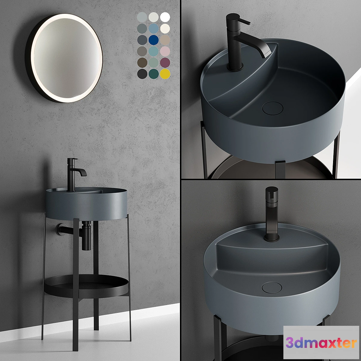 1349721 - Nic Design Consolle Round Washbasin 3D Max