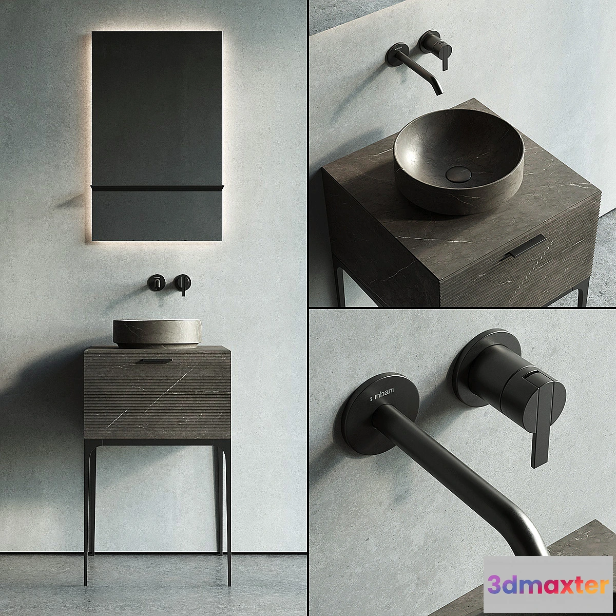 1434178 - Inbani Grate 04 Vanity Unit Set 1 3D Max