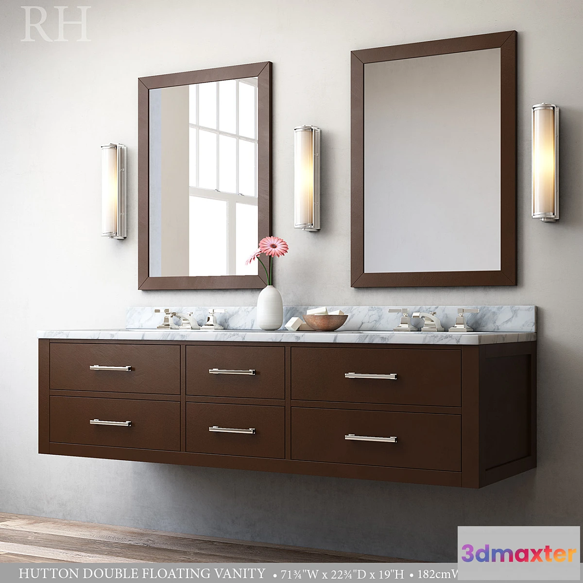 1451762 - HUTTON DOUBLE FLOATING VANITY 3D Max