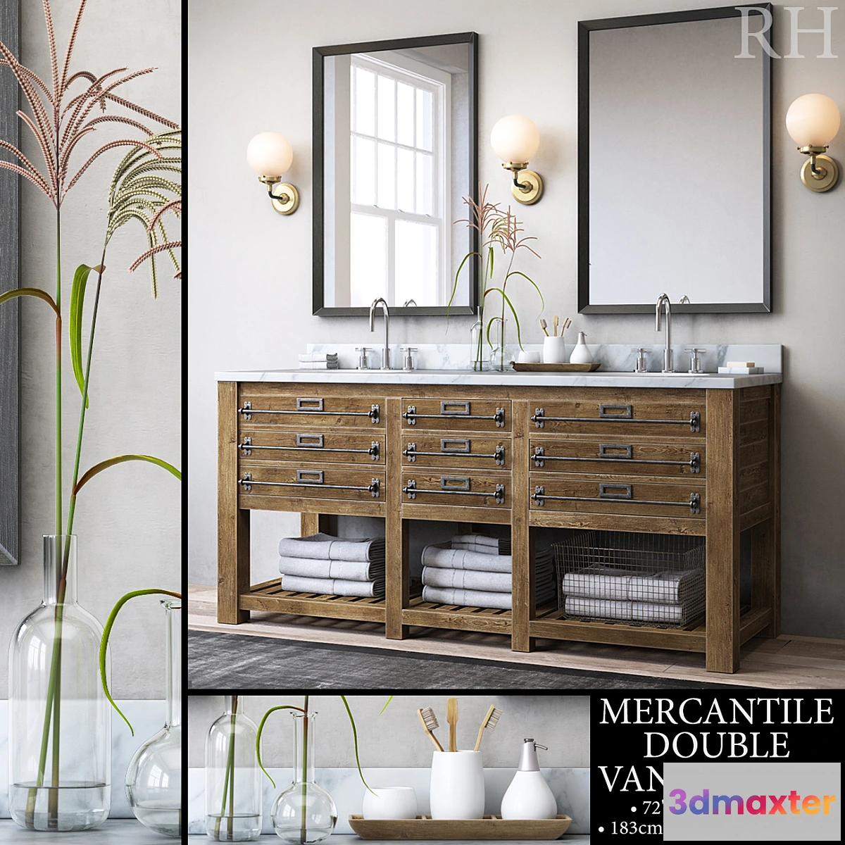 1462702 - MERCANTILE DOUBLE VANITY SINK 3D Max