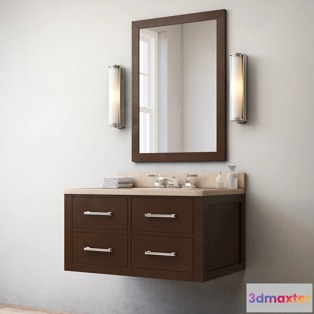 1586825 - bathroom - Hutton single floating vanity Espresso 3D Max