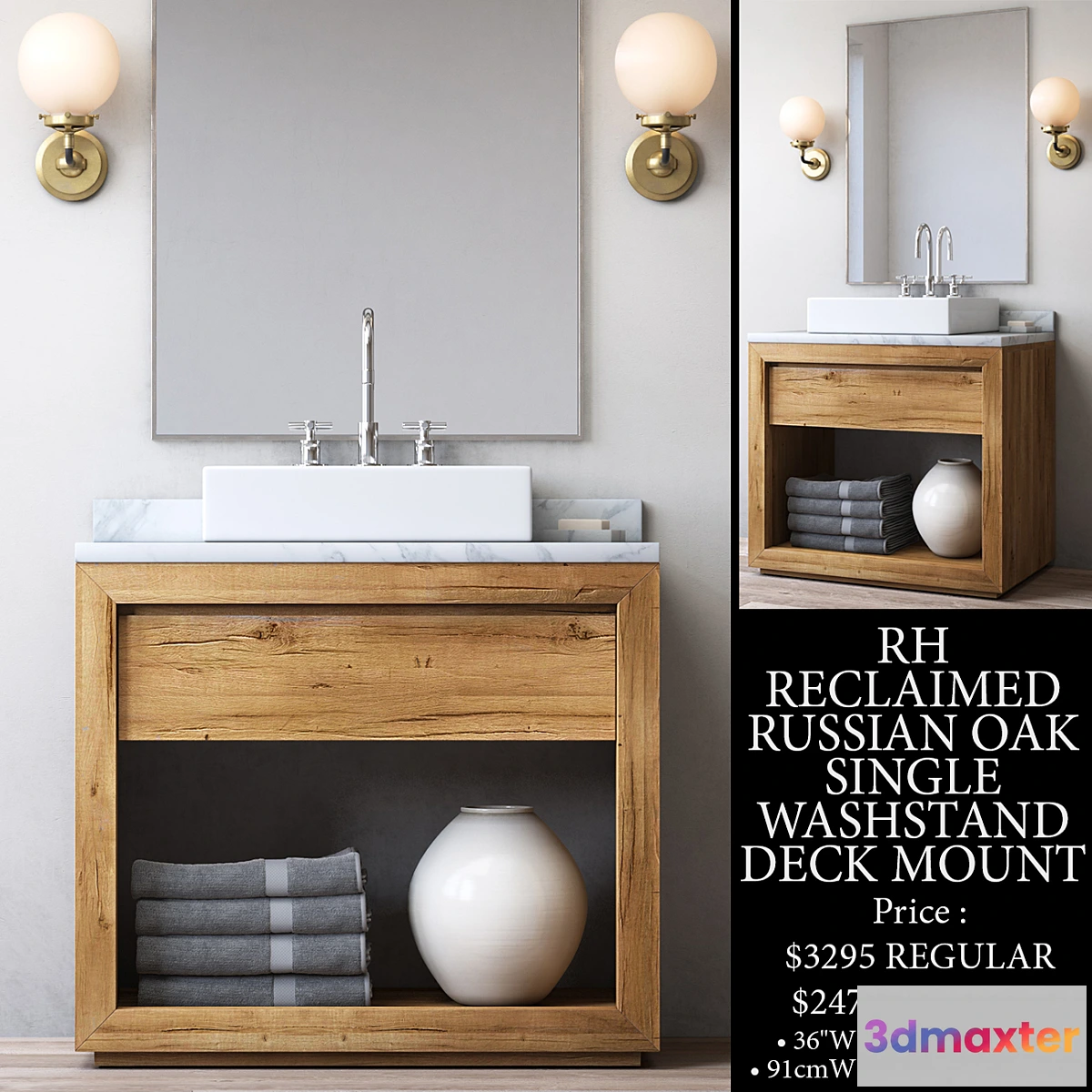 577376 - RECLAIMED RUSSIAN OAK SINGLE WASHSTAND - DECK MOUNT