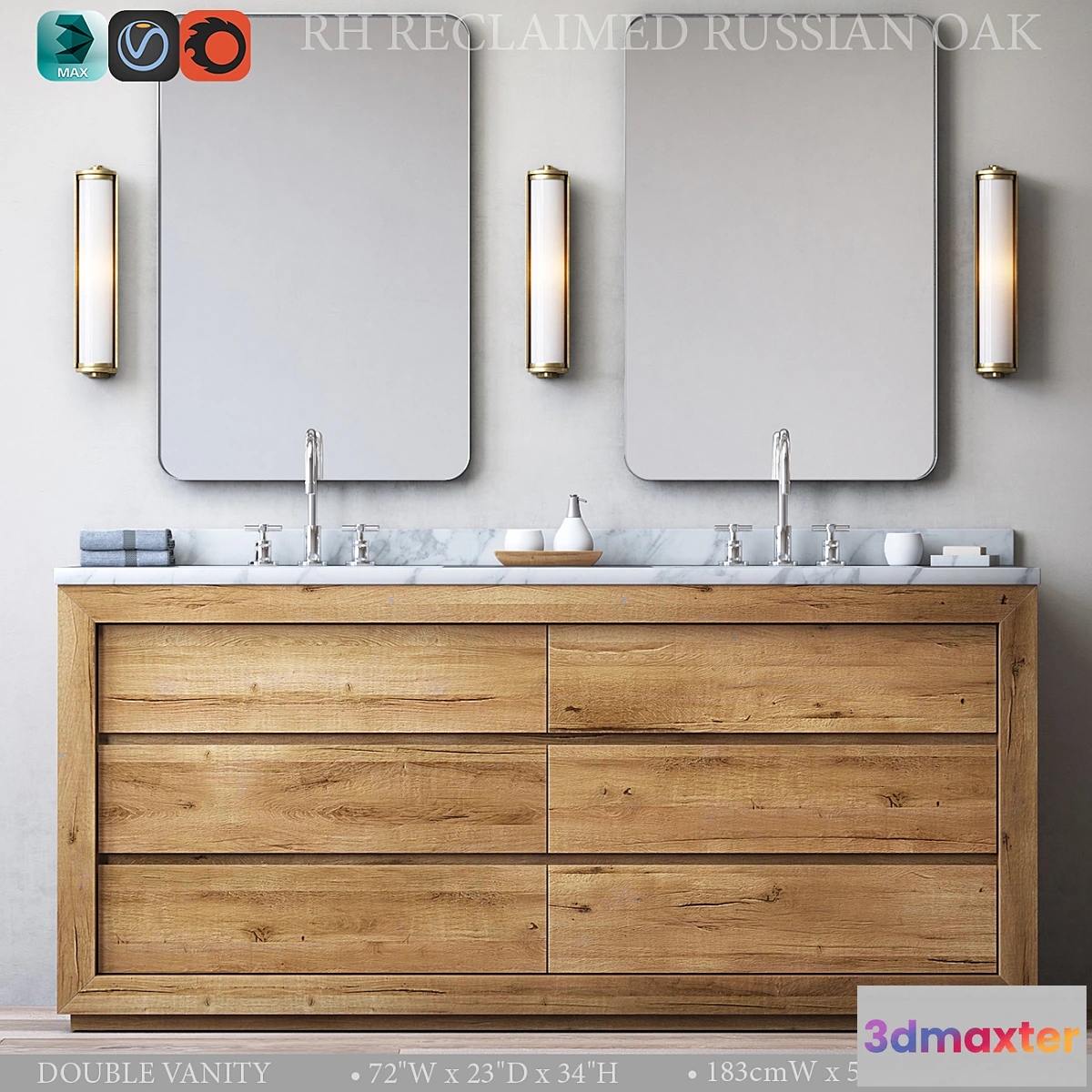 577384 - RECLAIMED RUSSIAN OAK DOUBLE VANITY