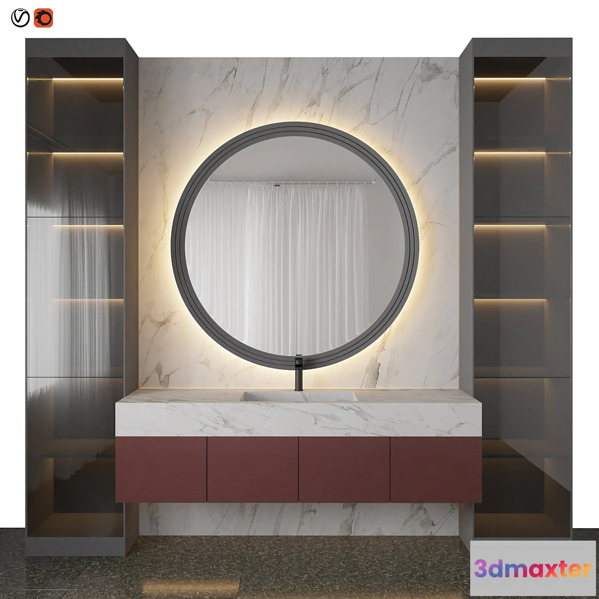 712924 - Marble red bathroom