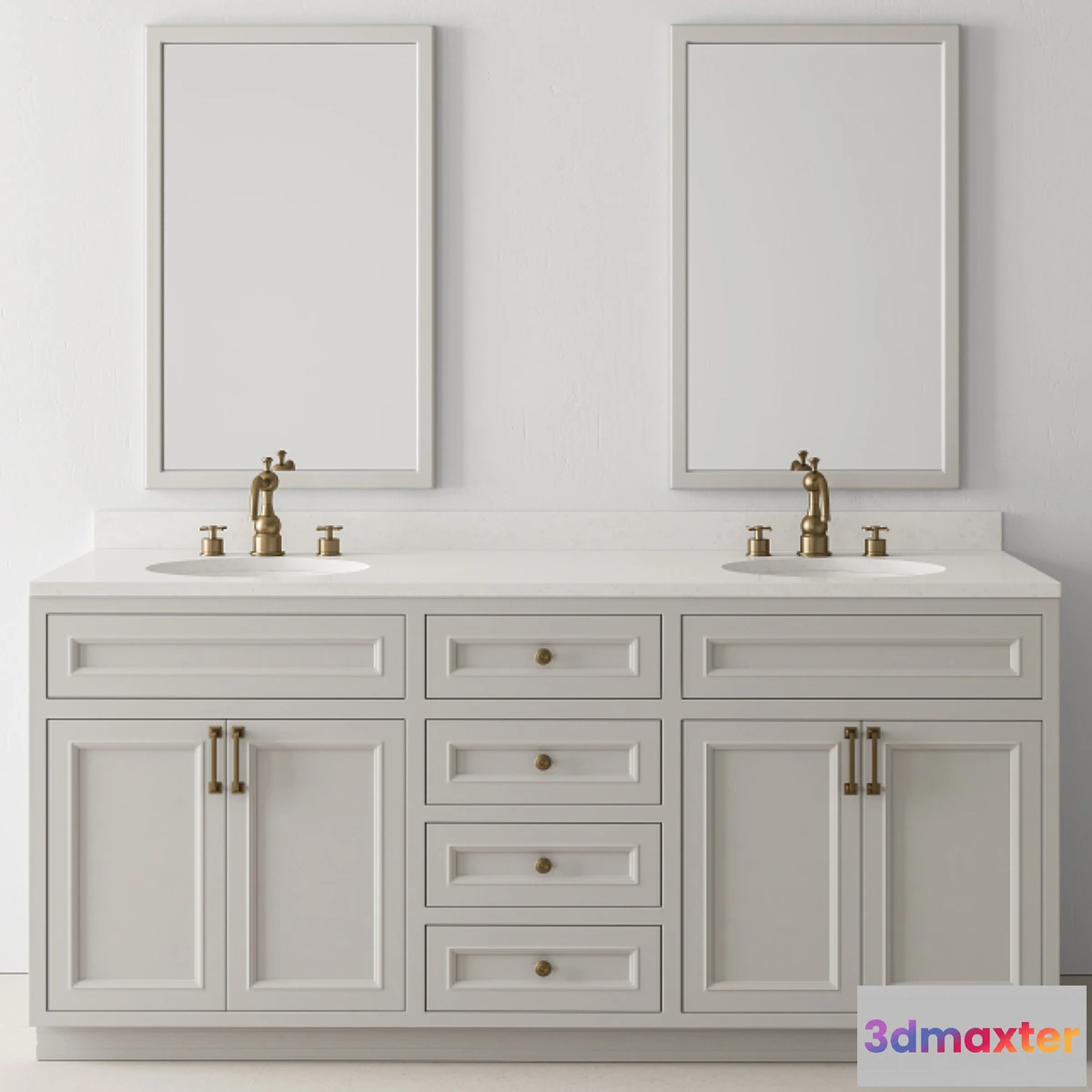 766447 - Bathroom Set Wood and Marble - Set 24