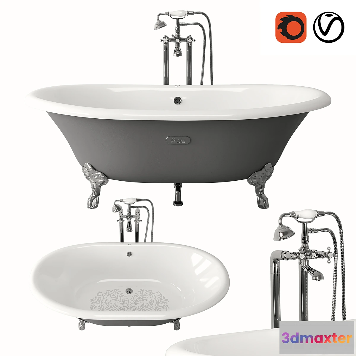 1298311 - Roca Newcast Classic Bathtub 3D Max