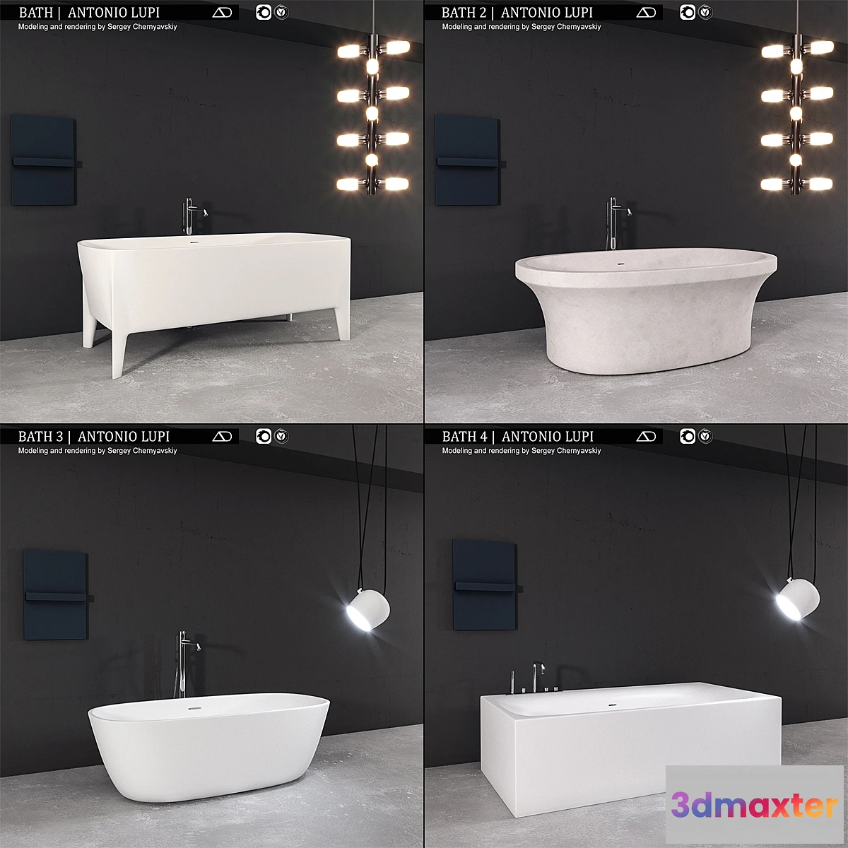 1410992 - Bath collection Antonio Lupi (4 Bath) 3D Max