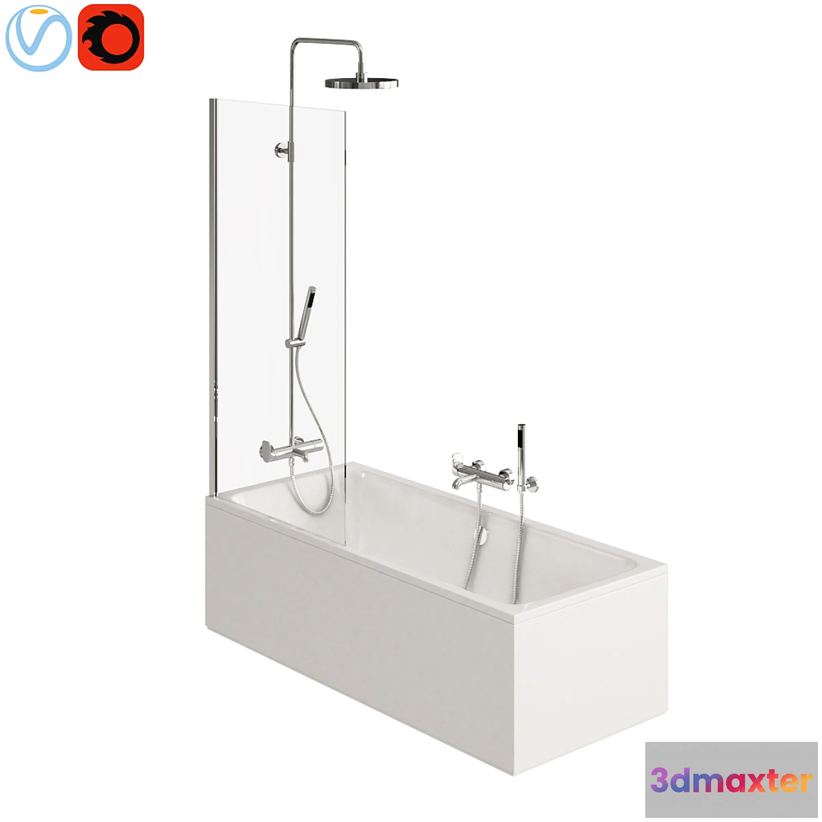 1443644 - Bath With Shower Screen 3D Max