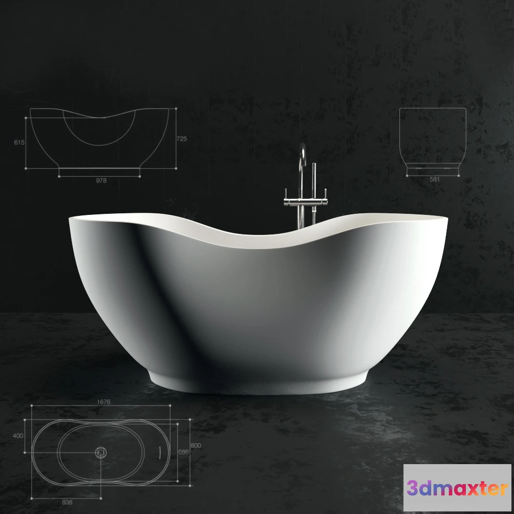 1587742 - bathroom - Kohler lithocast Abrazo bathtub 01 3D Max