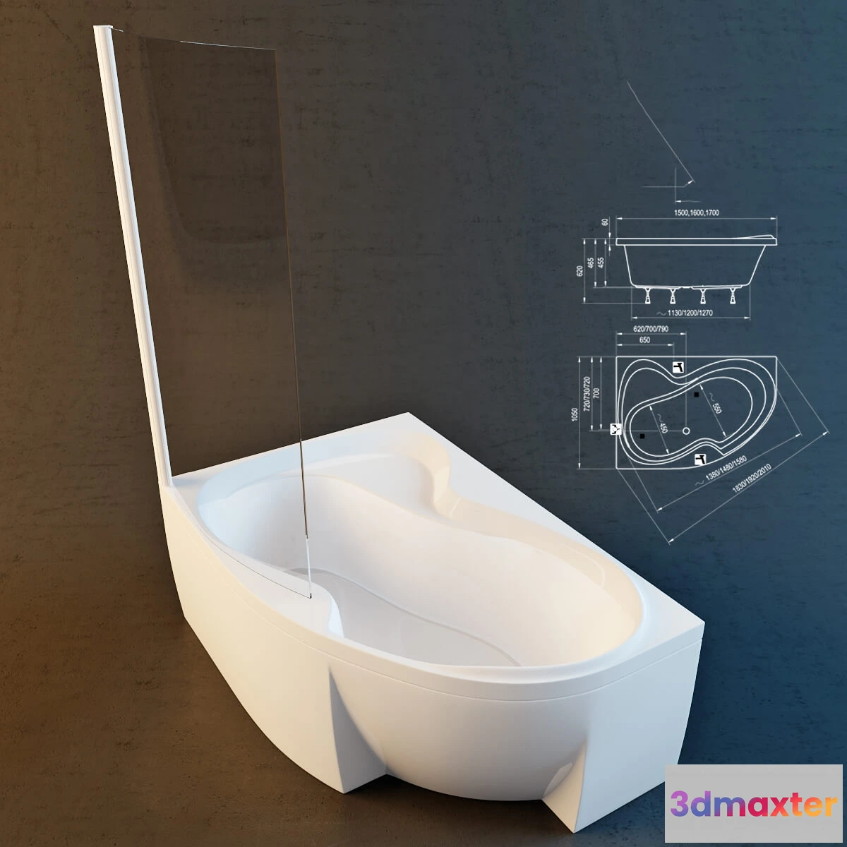 1587796 - bathroom - Rosa bath  II (Ravak) 3D Max