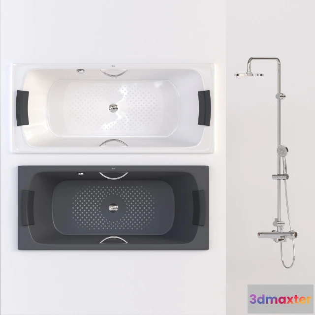 1587844 - bathroom - Bath Roca Lun and Shower set Victoria - T 3D Max