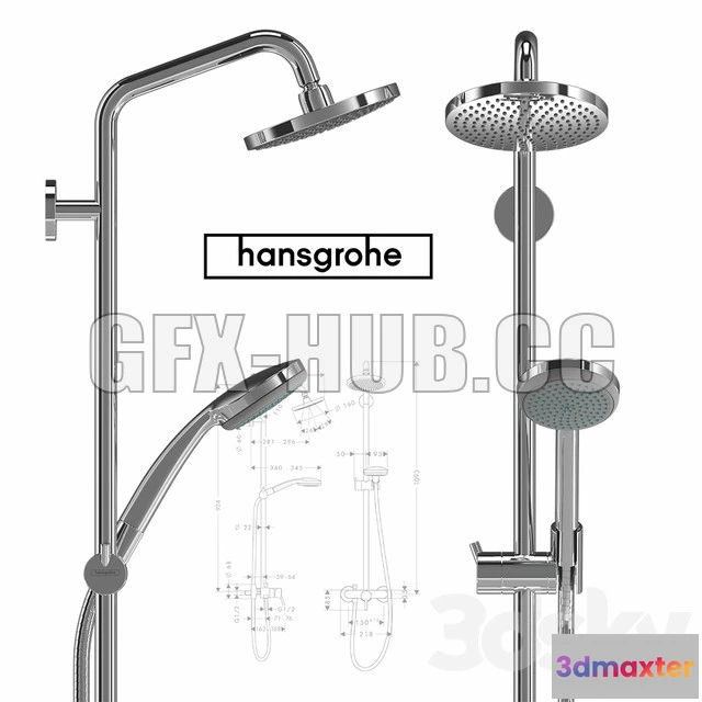 1082564 - Hansgrohe Croma 100 1jet Showerpipe - 216121