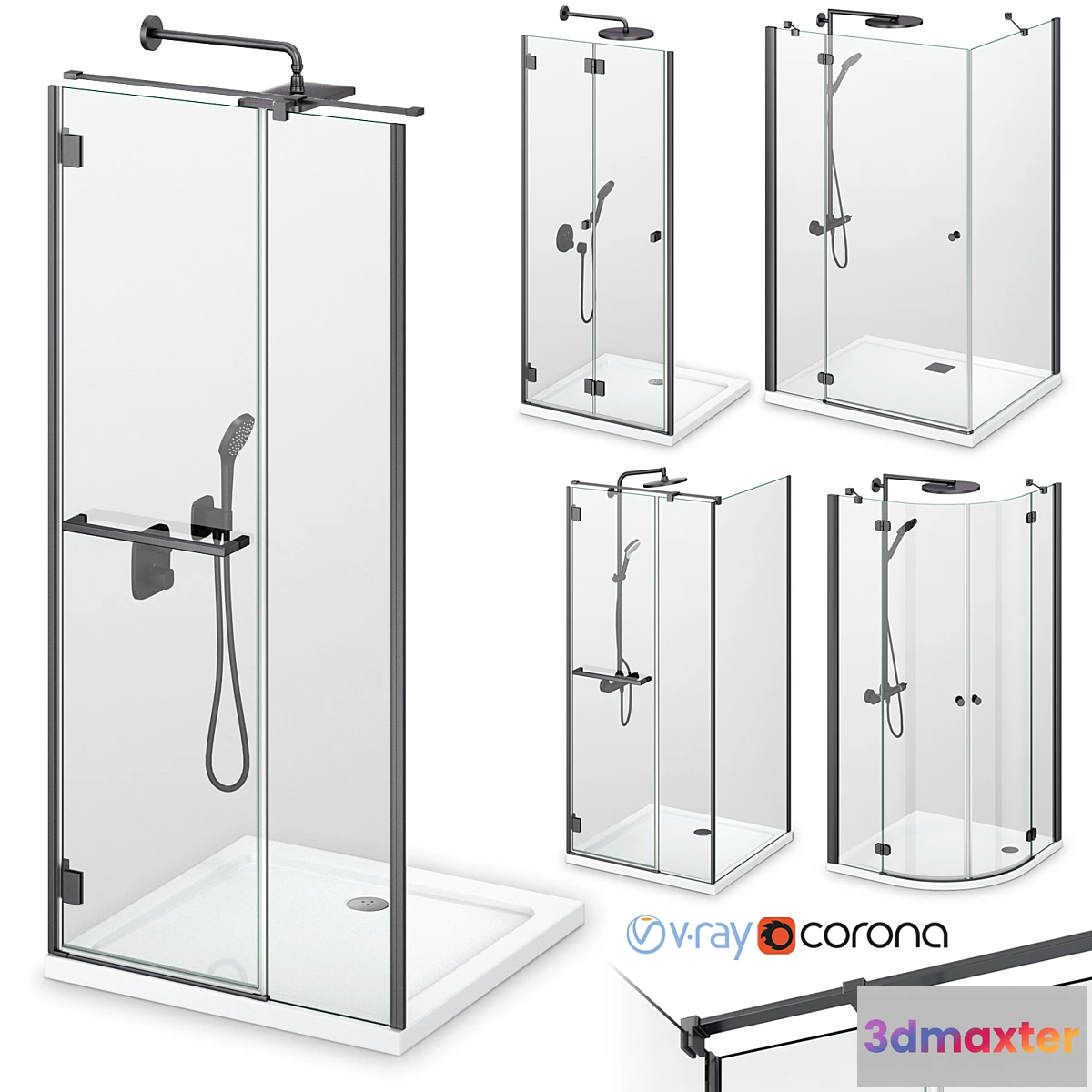 1302606 - Shower enclosures Radaway Carena black - No.2 3D Max