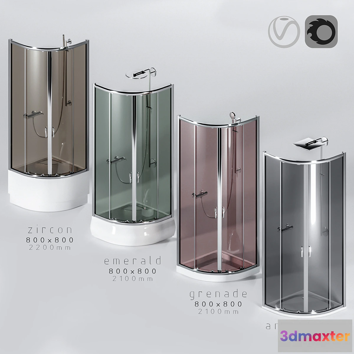 1303387 - Shower Cabins 4pcs 3D Max