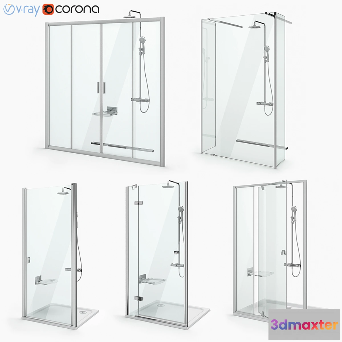1336950 - Set of shower doors Ravak set 20 3D Max
