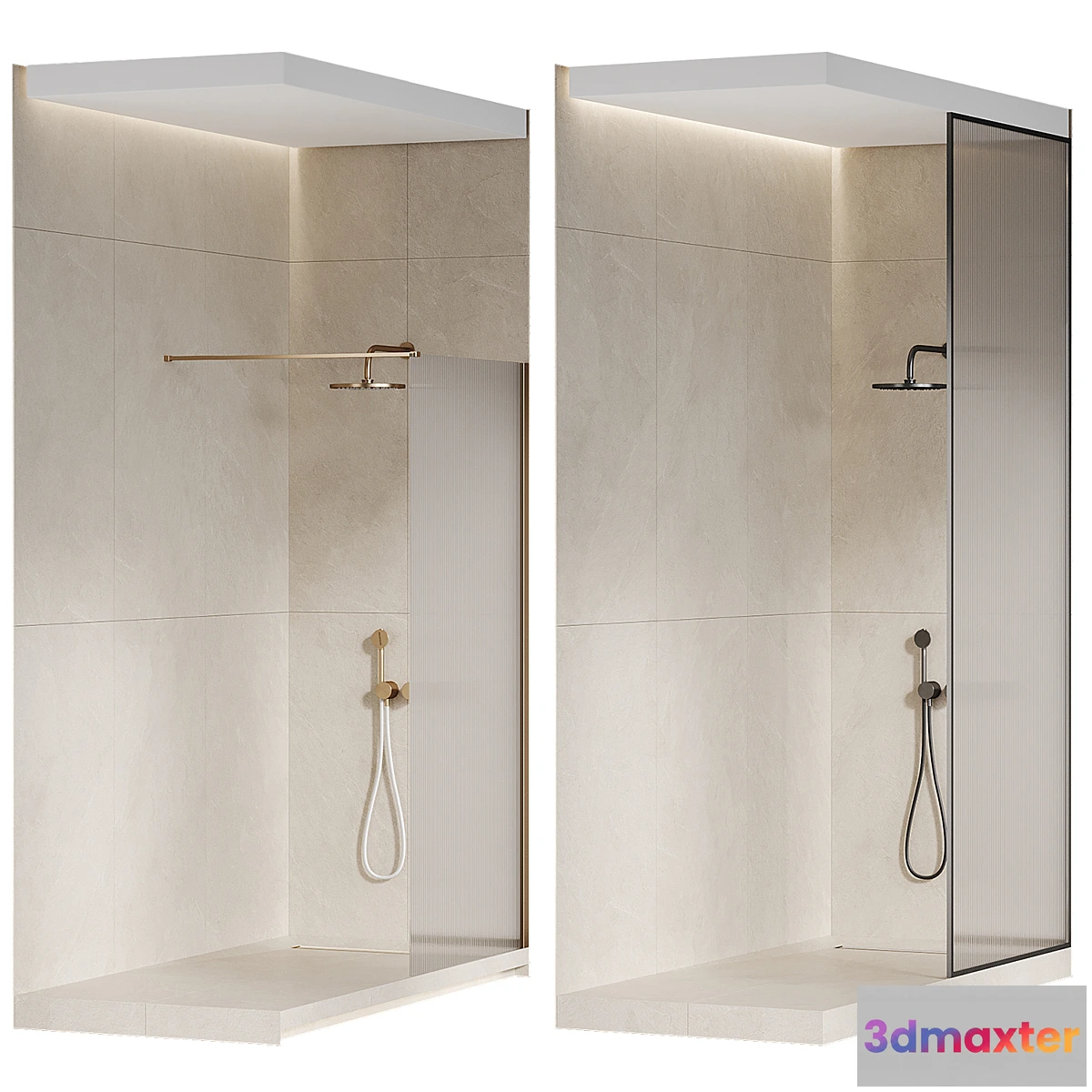 1410600 - Shower enclosure with grooved glass 3D Max