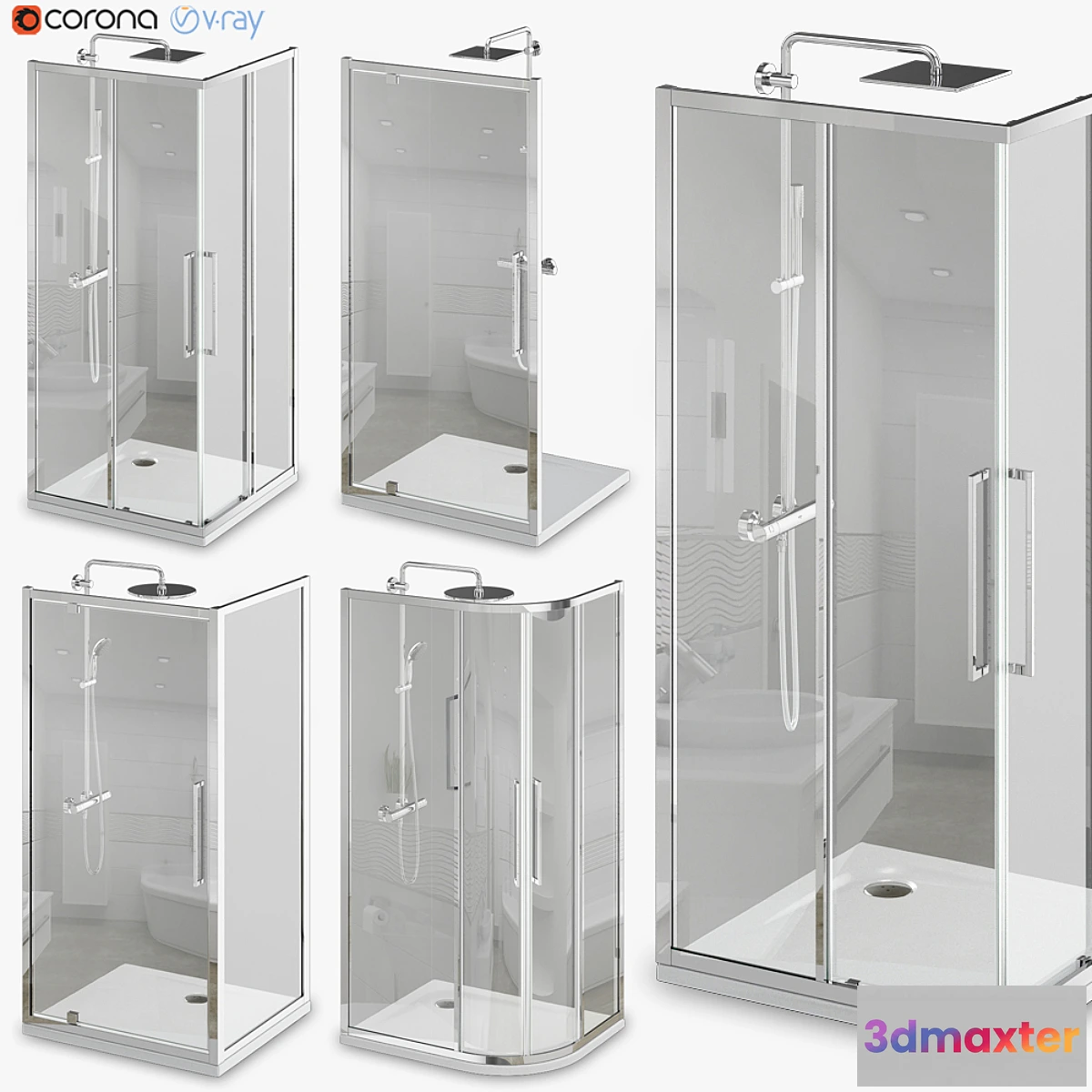 1433422 - Shower cabins and doors Ideal  Kubo 3D Max