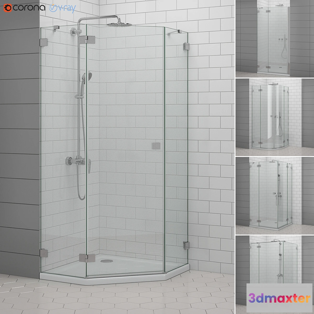 1445774 - Shower enclosures and doors Radaway  Essenza 3D Max