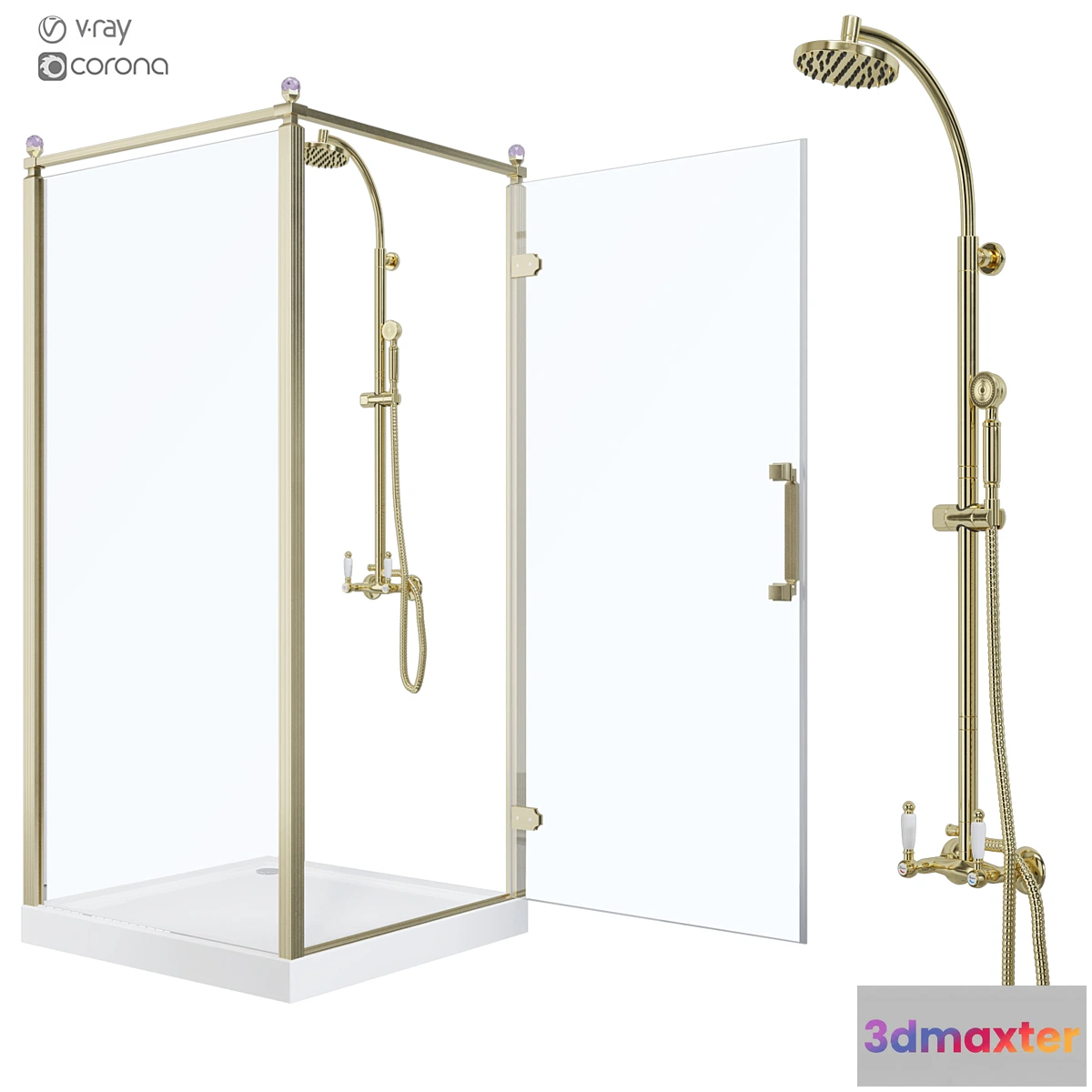 1455212 - Shower corner Beta Cube Classic NBB1221-1 100×100 3D Max