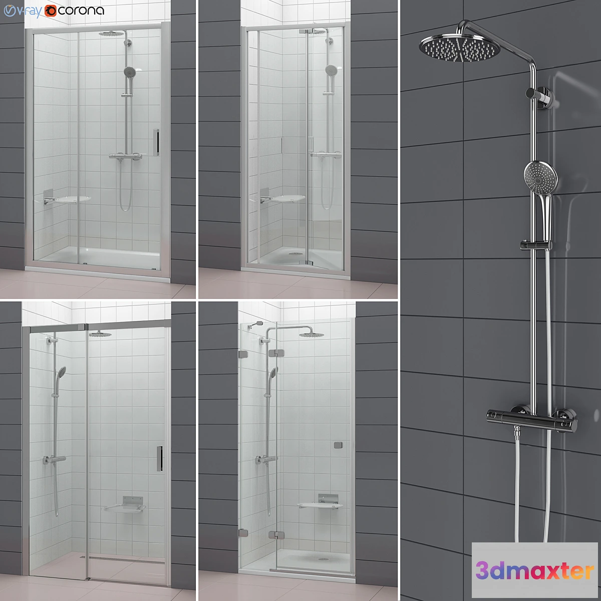 1468860 - Set of shower doors RAVAK set 52 3D Max