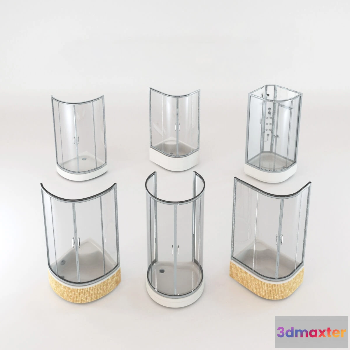 1588868 - bathroom - Curved shower cabins set 2 3D Max