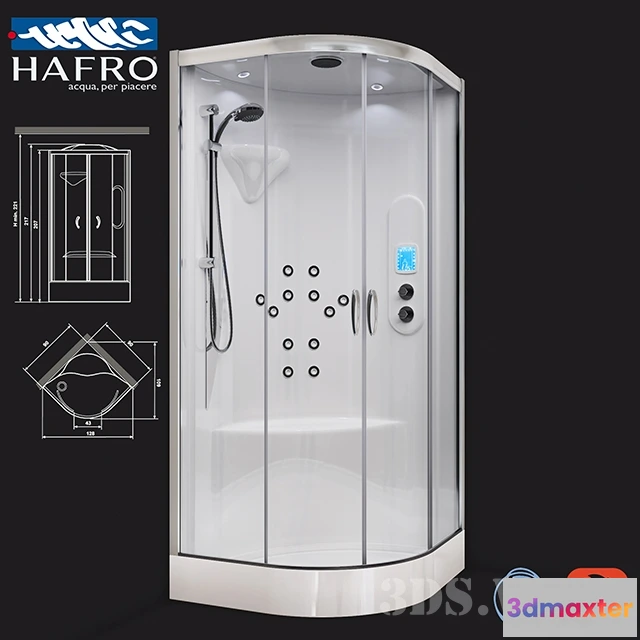 1588902 - bathroom - Shower cabin Hafro New Bi-Size 3D Max