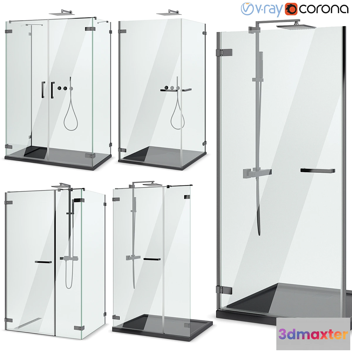 542403 - Shower enclosures and doors Radaway  Arta black set 102