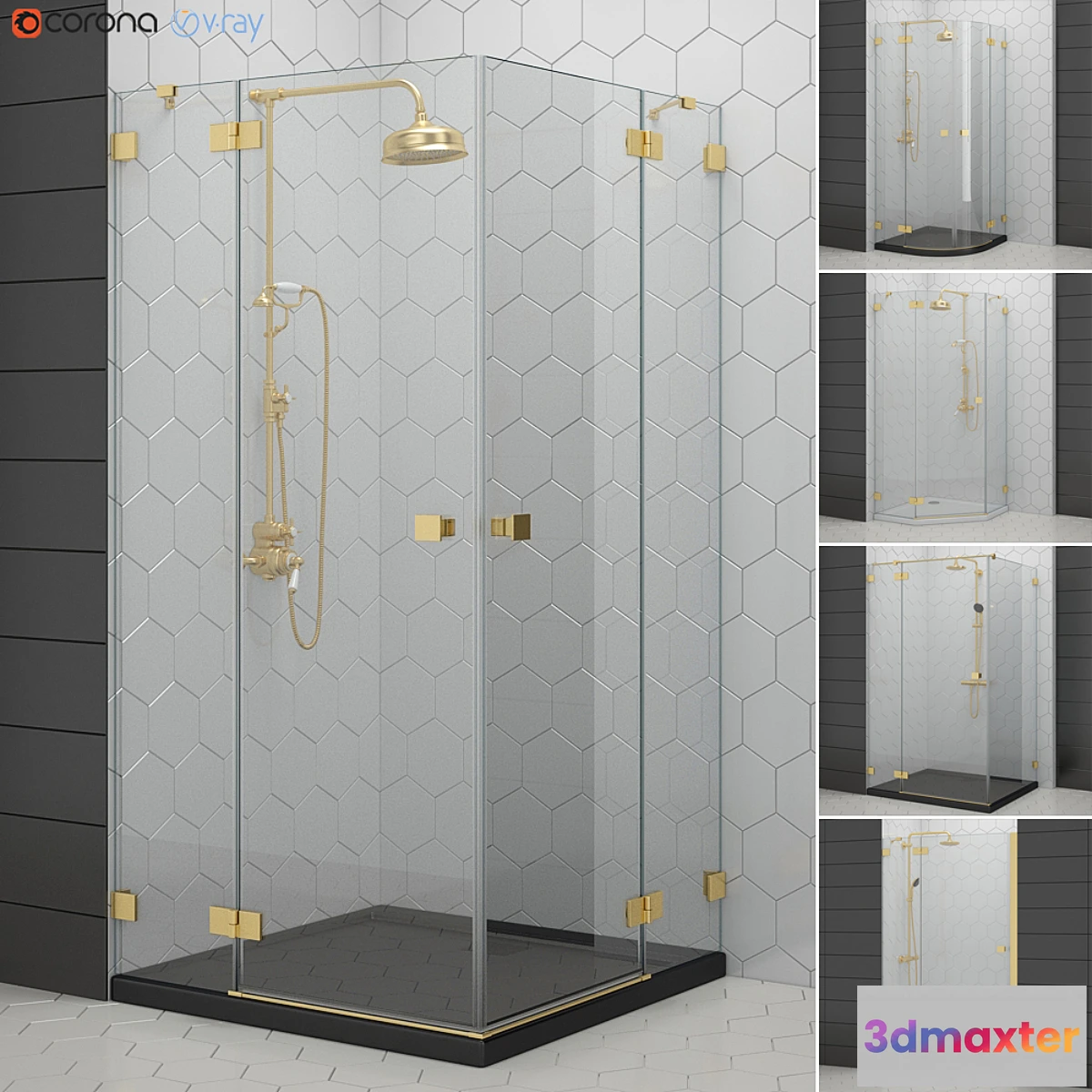 545203 - Shower enclosures and doors Radaway  Essenza gold