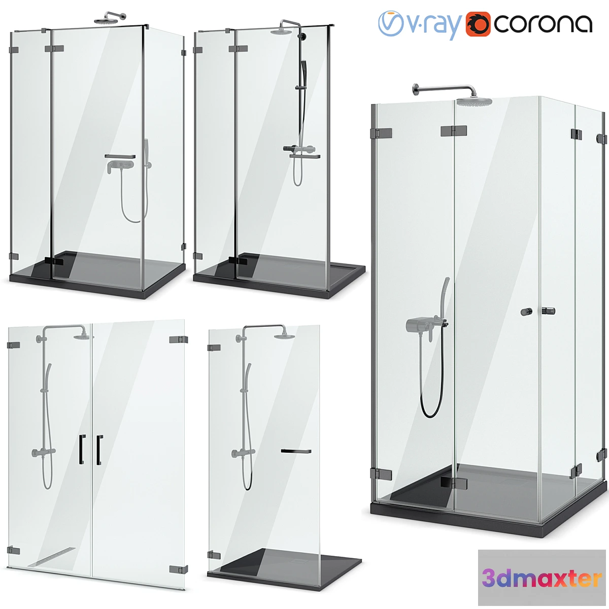 545205 - Shower enclosures and doors Radaway  Arta black set 104