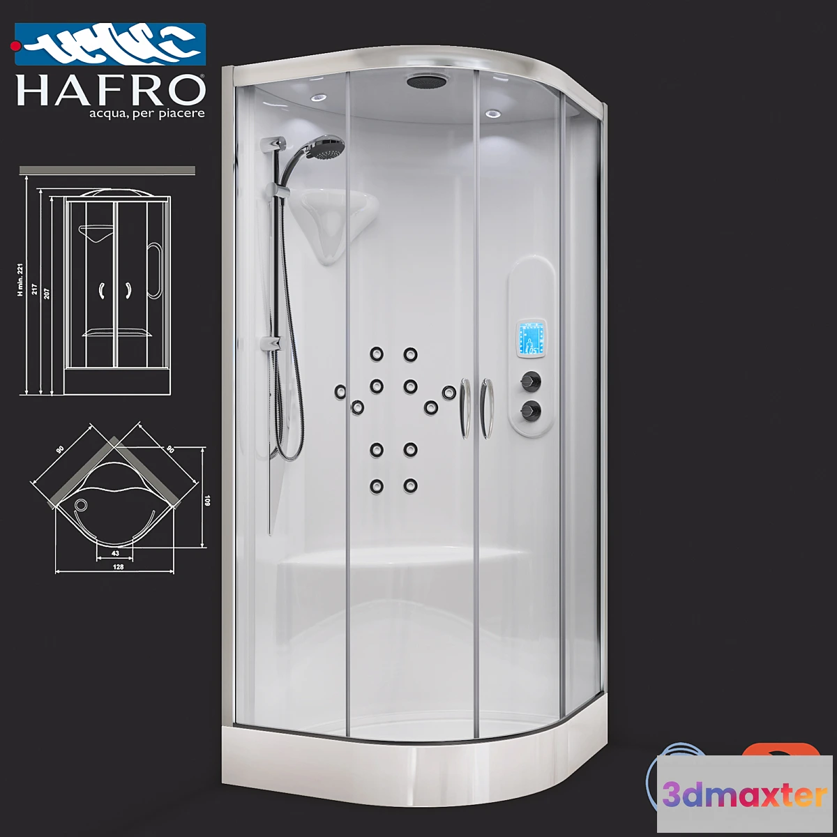 665877 - Shower cubicle with hydromassage Hafro New Bi-Size