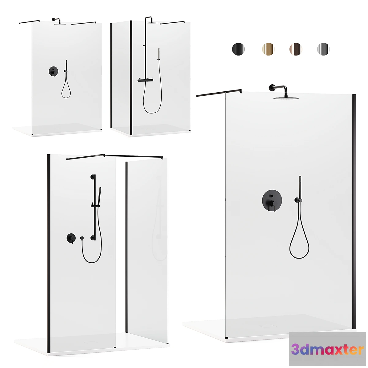 687060 - Arblu Walk-in Separet 6 shower enclosures + Paffoni shower systems