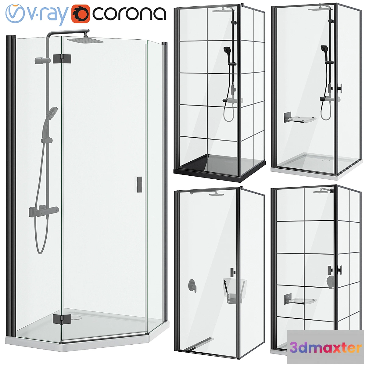 687080 - Shower cabins Radaway Nes 8 Black set 136