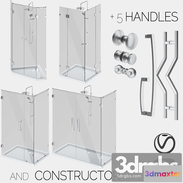 912630 - Angled Glass Shower Cabins Designer and Handle Set