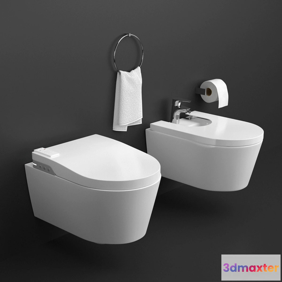 1411930 - Roca Inspira Wellness Toilet and Bidet 3D Max