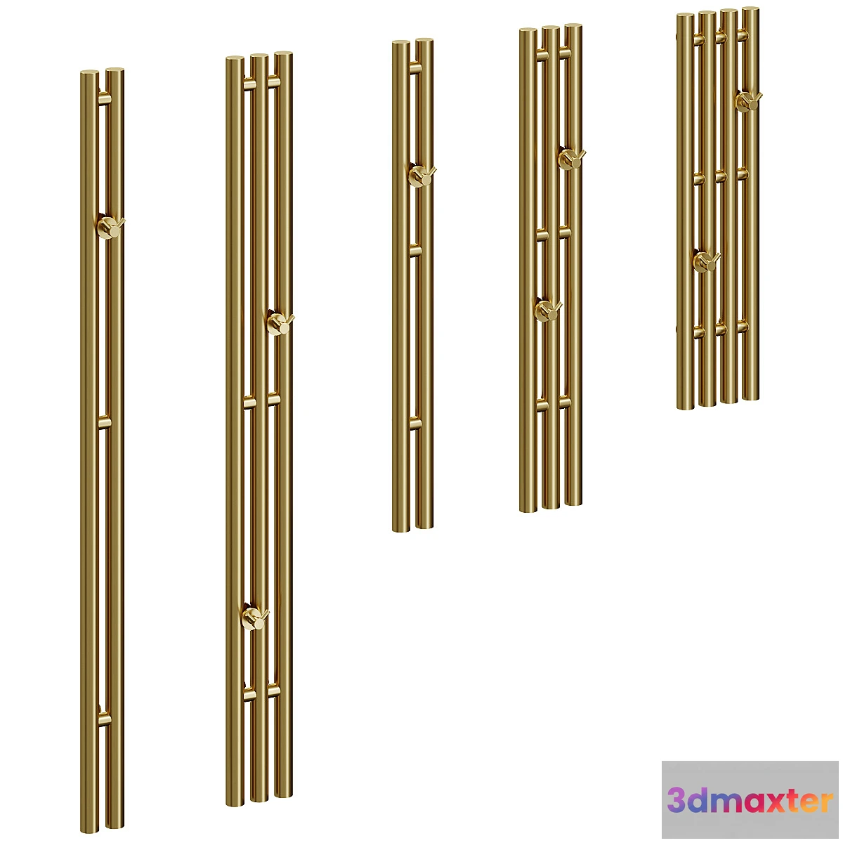 1323812 - Vertical narrow heated towel rails. 5 items 3D Max