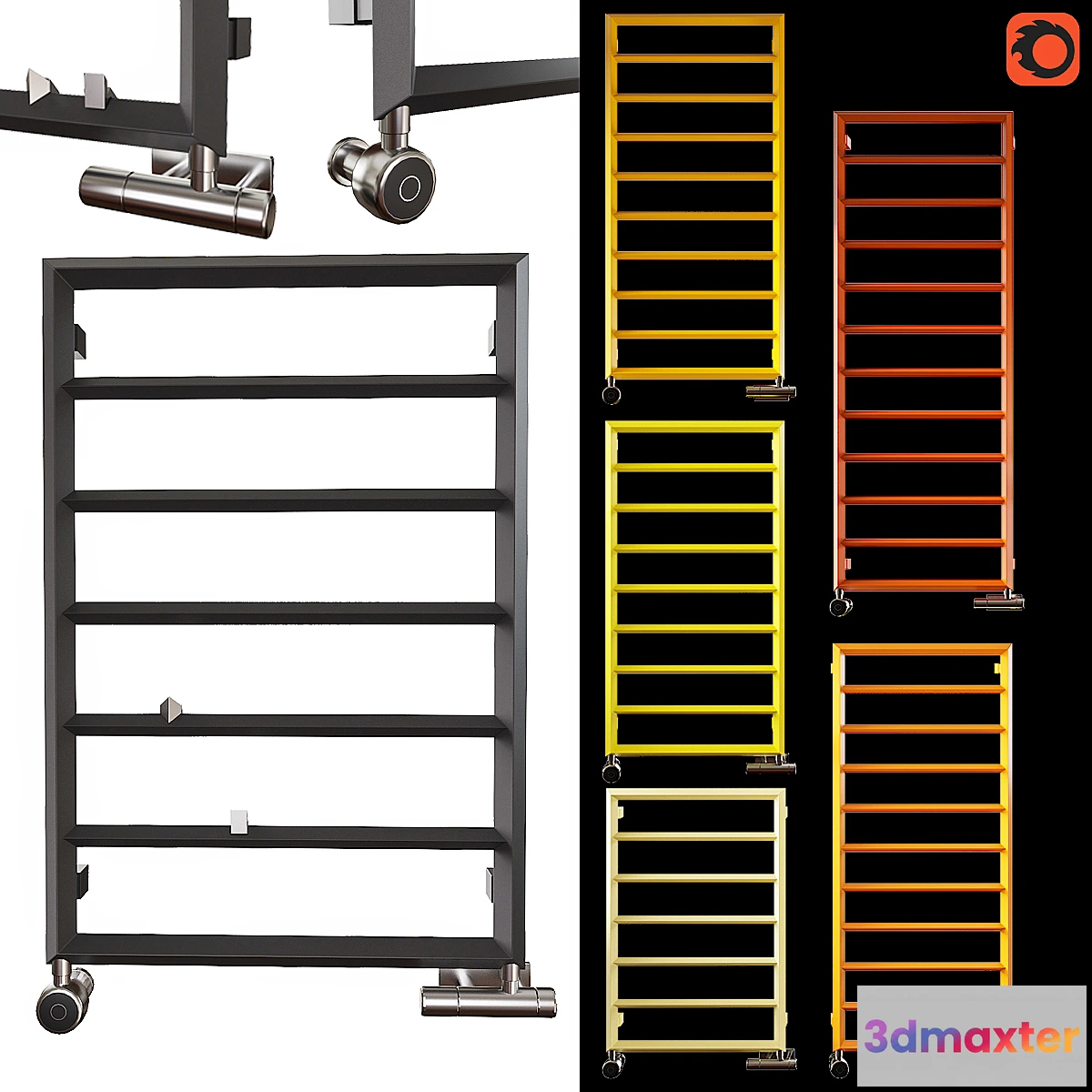 1403040 - Heated towel rail Terma Diamond 600 3D Max